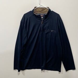 Johnston & Murphy Mens XXL Navy Blue Quarter Zip Pullover Performance
